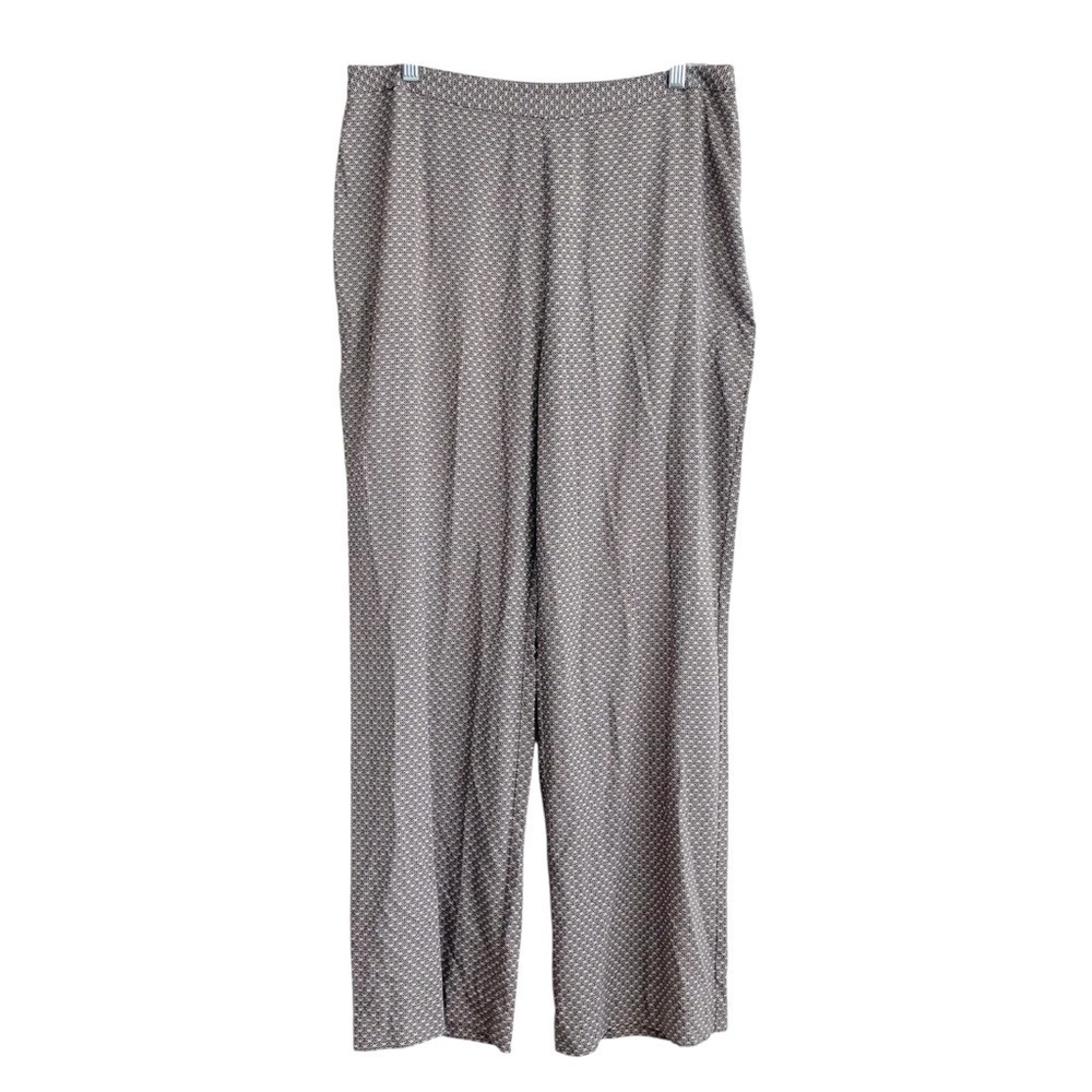 Pure Collection Silk Wide Leg Dress Pants Size 10 Geometric Tan Patterned Boho